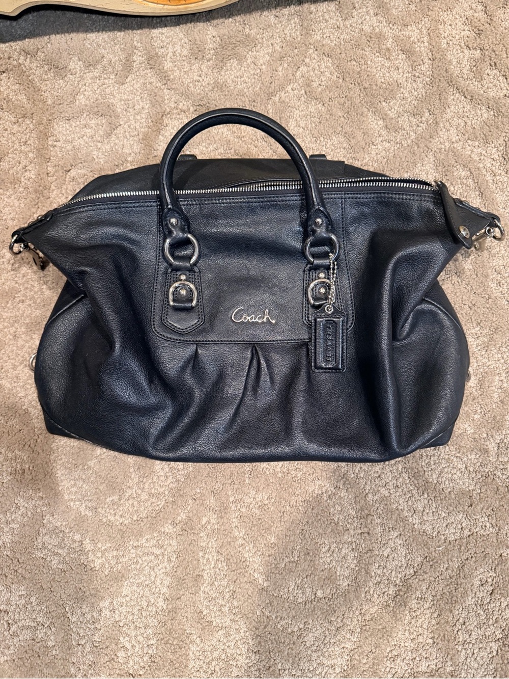 Authentic Coach Black Leather Satchel with Top Handles